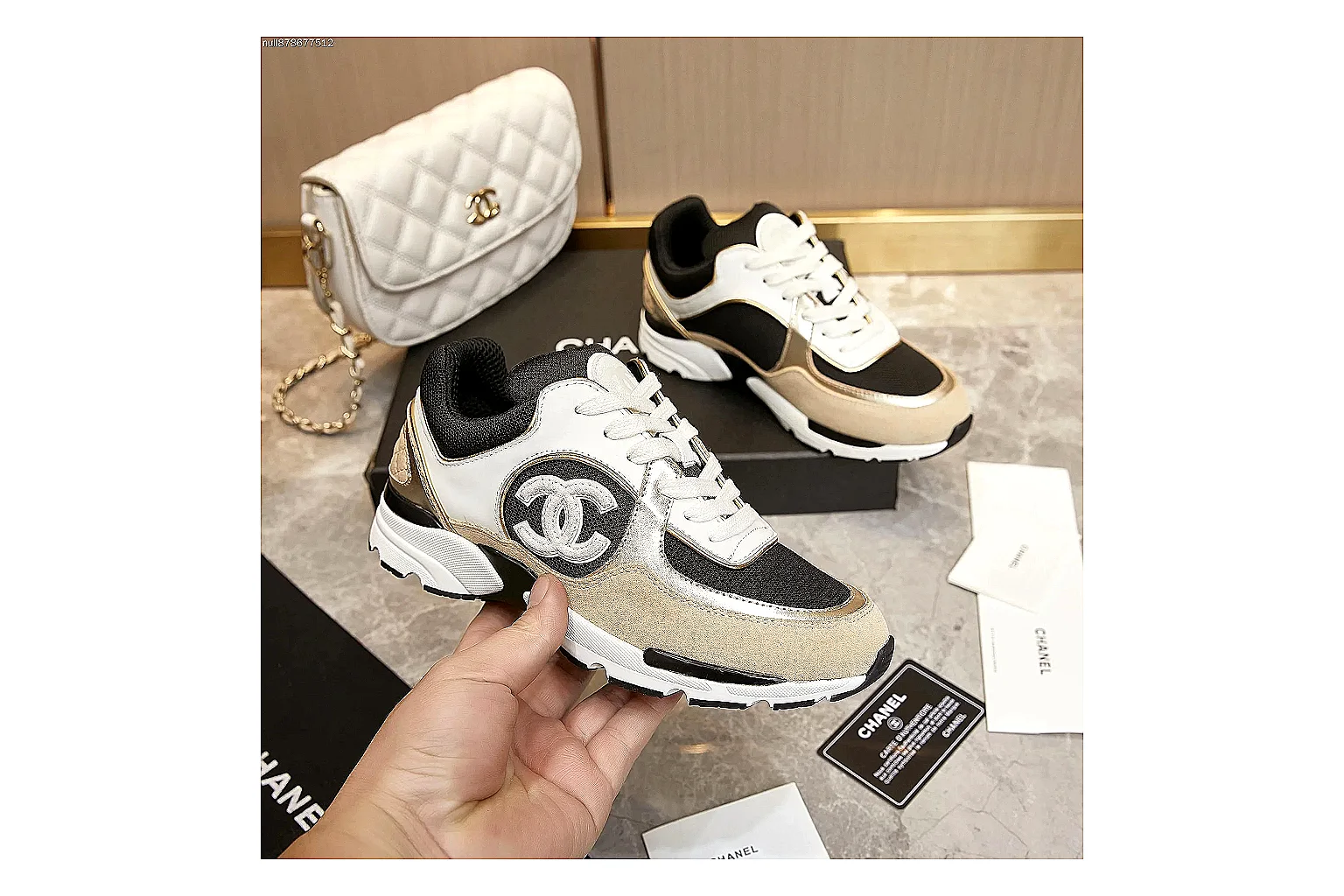 Kako Sheetbase record image for Chanel Beige Black Runner Sneaker thumbnail 4