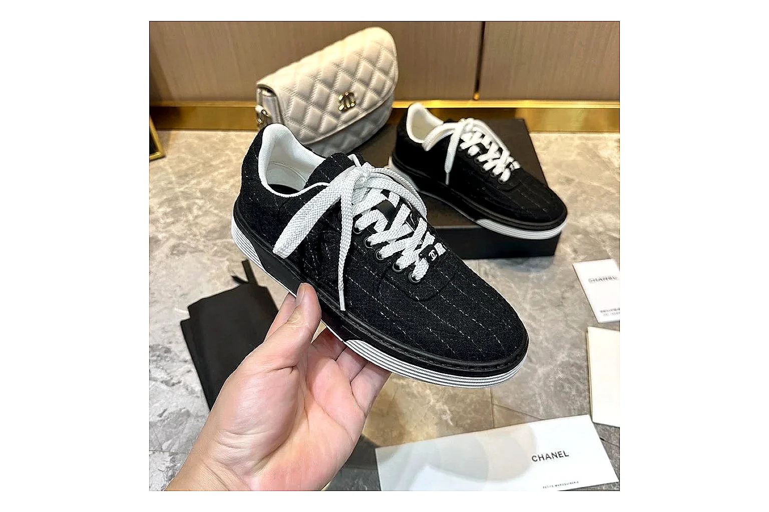 Kako Sheetbase record image for Chanel Black Gray Runner Sneaker thumbnail 4
