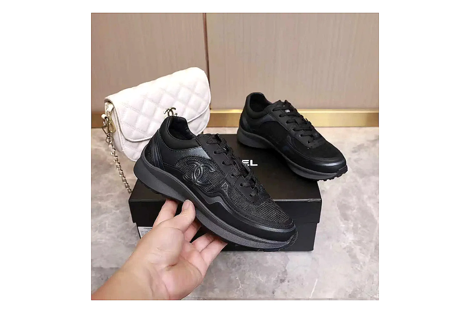 Kako Sheetbase record image for Chanel Black Runner Sneaker thumbnail 4
