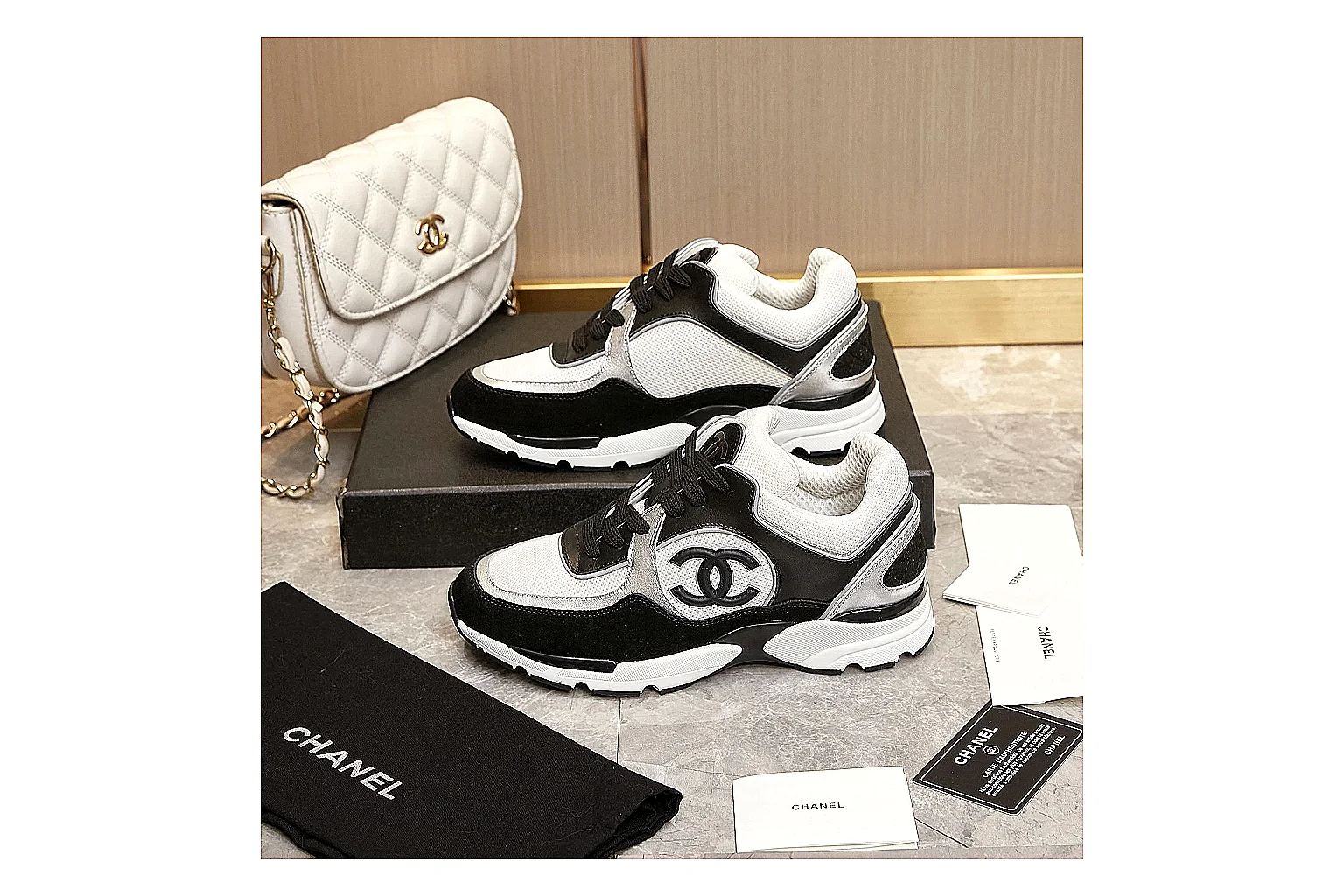 Kako Sheetbase record image for Chanel Black White Runner Sneaker thumbnail 4
