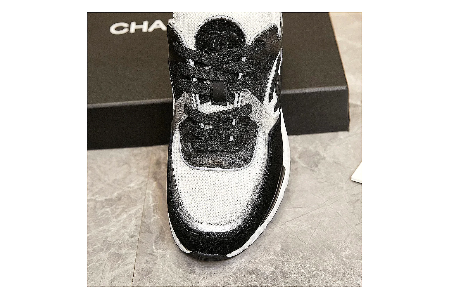 Kako Sheetbase record image for Chanel Black White Runner Sneaker thumbnail 5