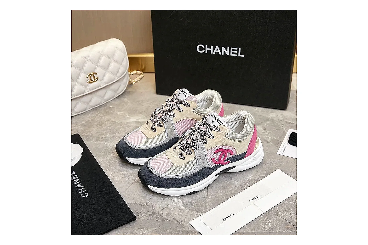 Kako Sheetbase record image for Chanel Black White Runner Sneaker thumbnail 3