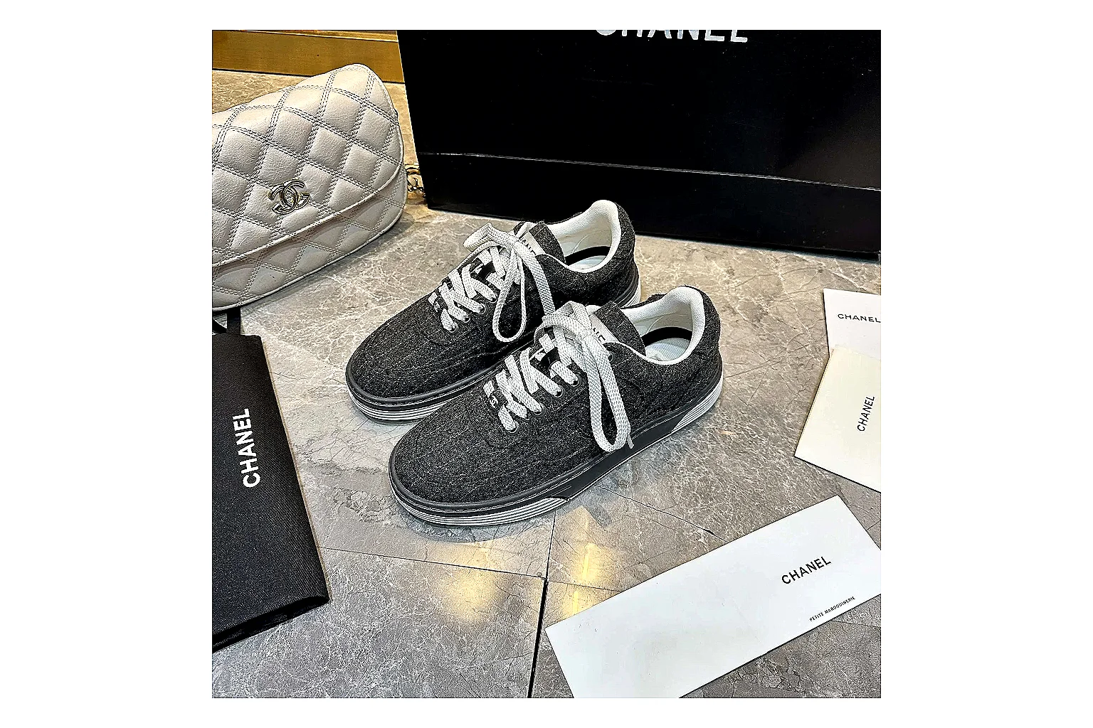Kako Sheetbase record image for Chanel Black White Runner Sneaker thumbnail 3