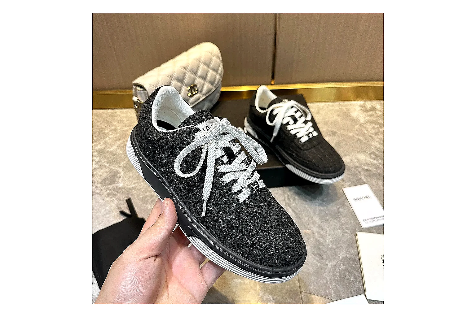 Kako Sheetbase record image for Chanel Black White Runner Sneaker thumbnail 4