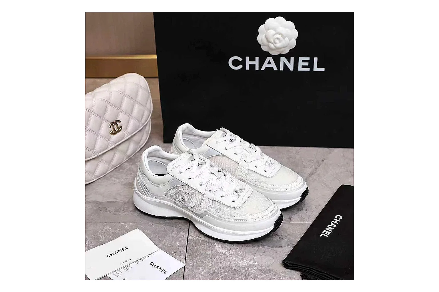 kakosheetbase.com Chanel White Platform CC Runner 1059 White runner product image thumbnail 6