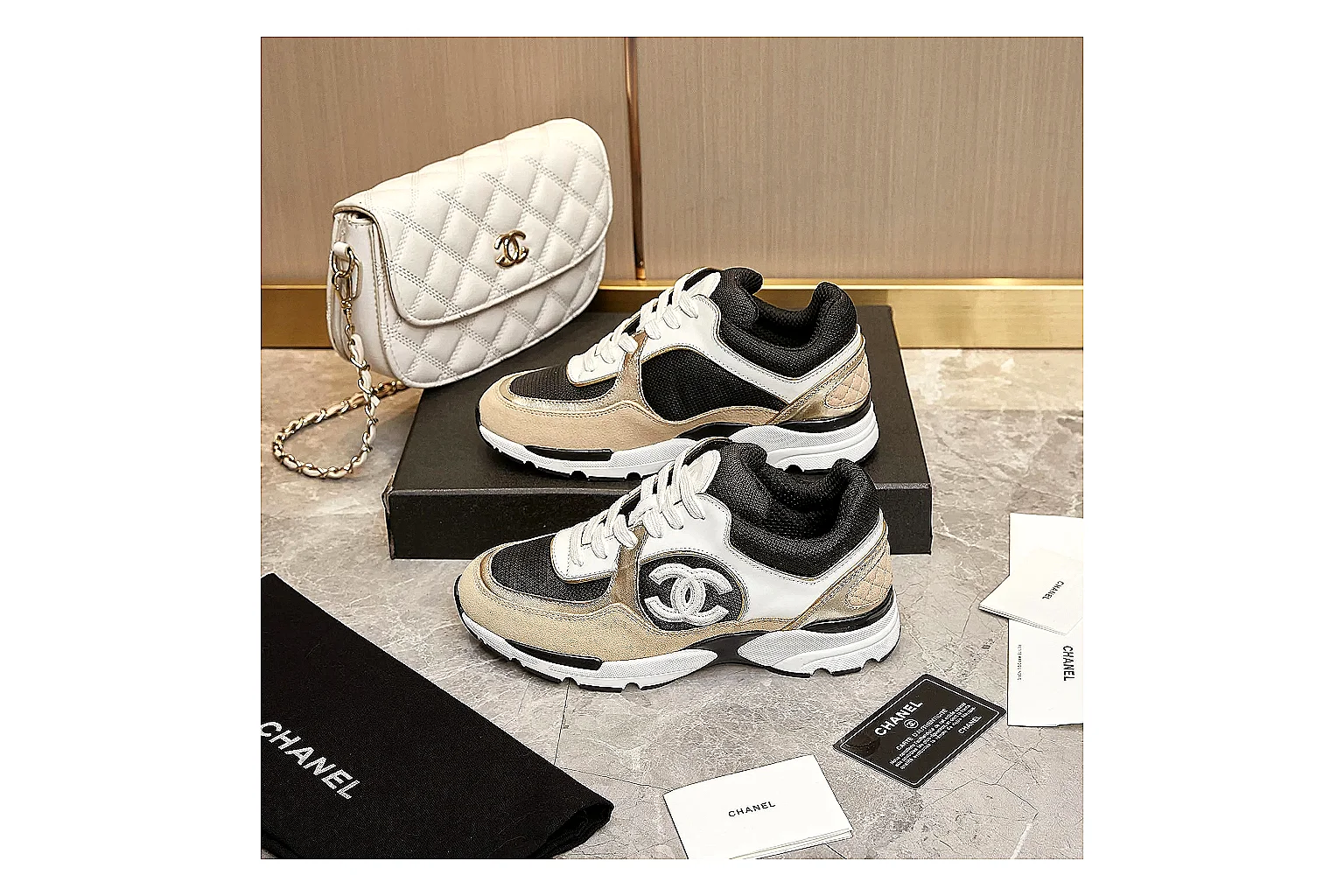kakosheetbase.com Chanel Beige Black CC Runner 3638 Beige Black runner product image thumbnail 4