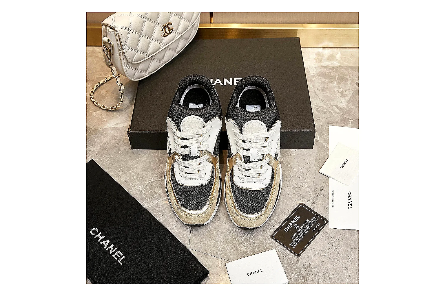 kakosheetbase.com Chanel Beige Black CC Runner 3638 Beige Black runner product image thumbnail 5
