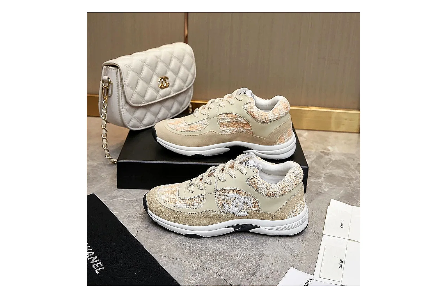 Kako Sheetbase record image for Chanel Cream Quilted Runner thumbnail 2