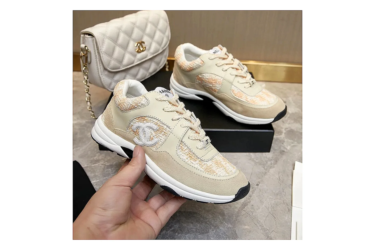Kako Sheetbase record image for Chanel Cream Quilted Runner thumbnail 4