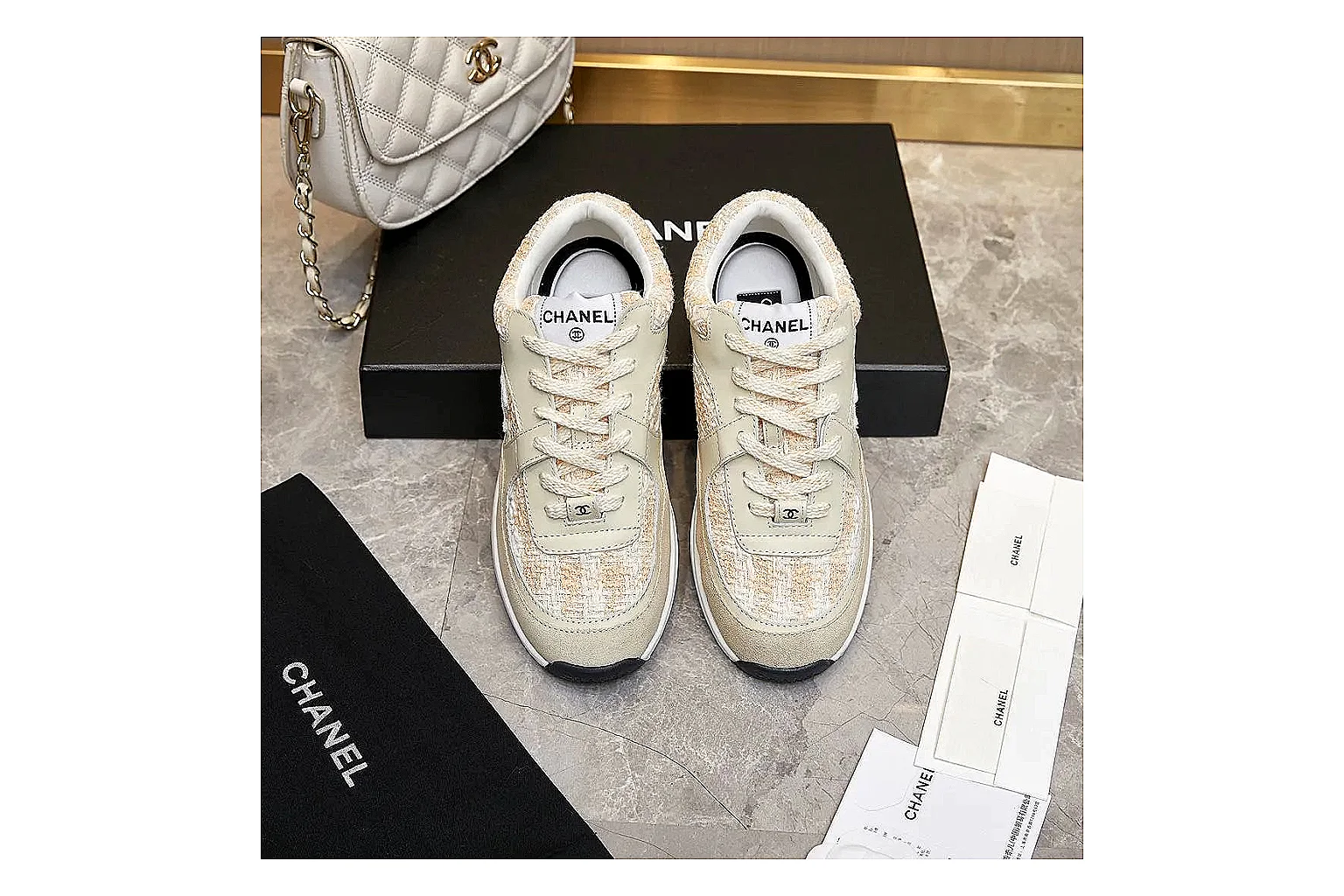 Kako Sheetbase record image for Chanel Cream Quilted Runner thumbnail 5
