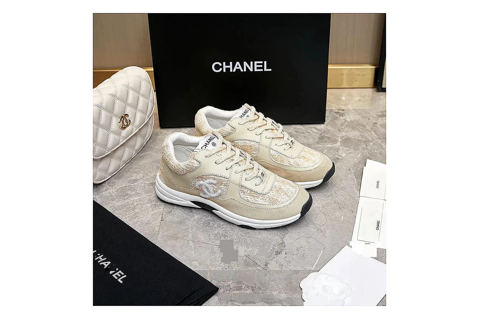 Kako Sheetbase record image for Chanel Cream Quilted Runner thumbnail 6