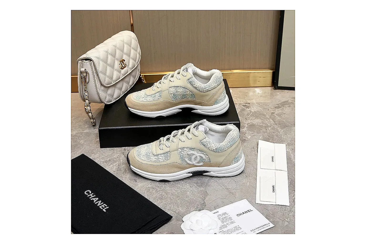 Kako Sheetbase record image for Chanel Cream Quilted Runner thumbnail 2
