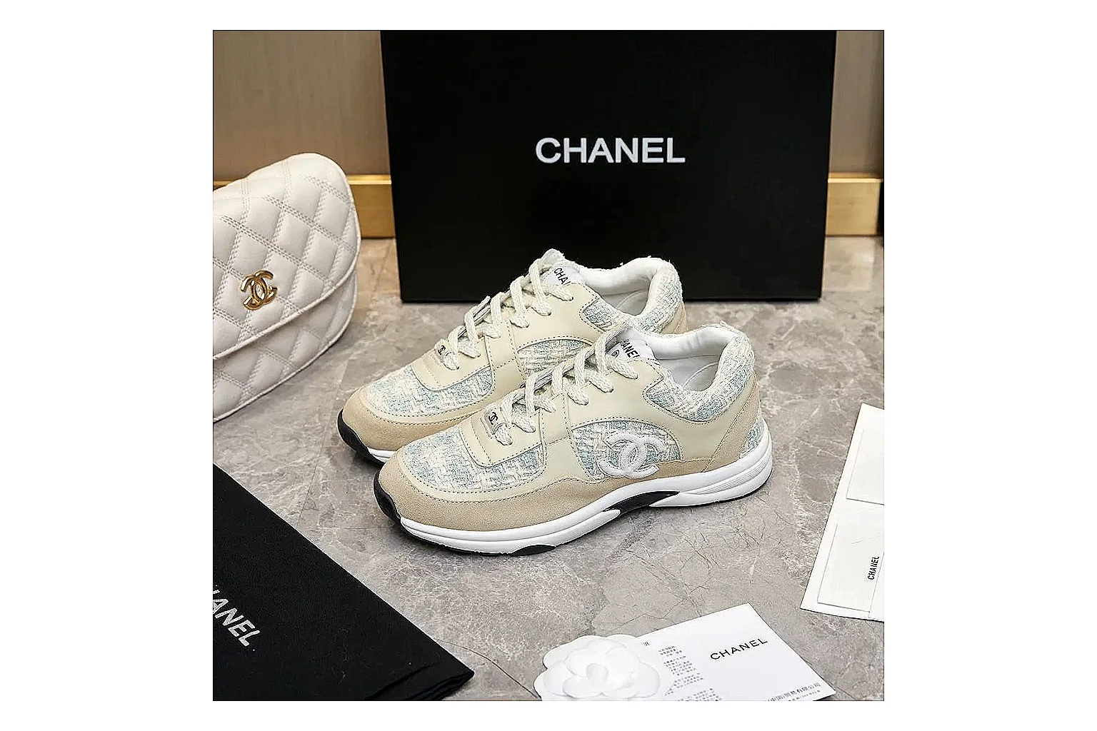 Kako Sheetbase record image for Chanel Cream Quilted Runner thumbnail 3