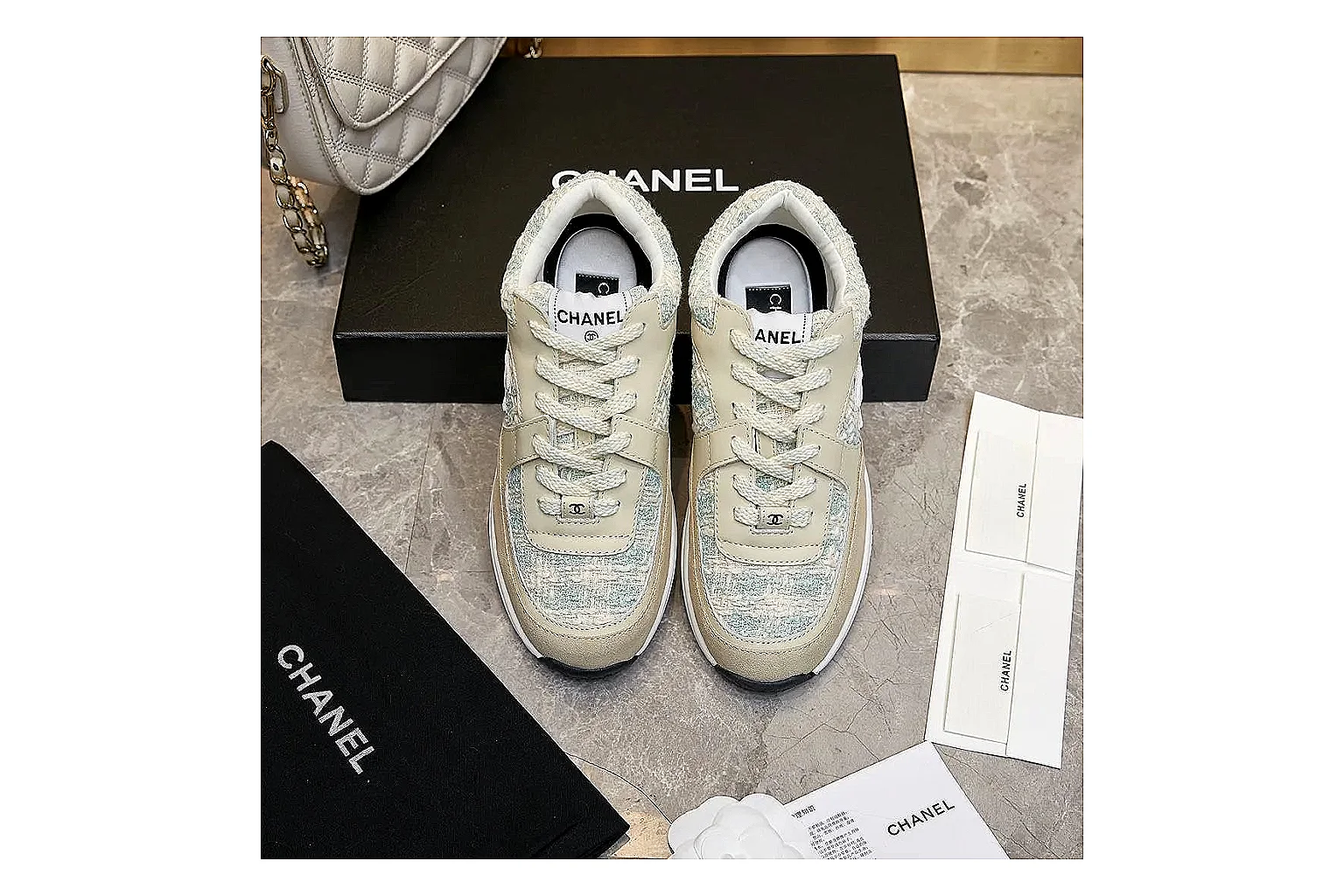 Kako Sheetbase record image for Chanel Cream Quilted Runner thumbnail 5