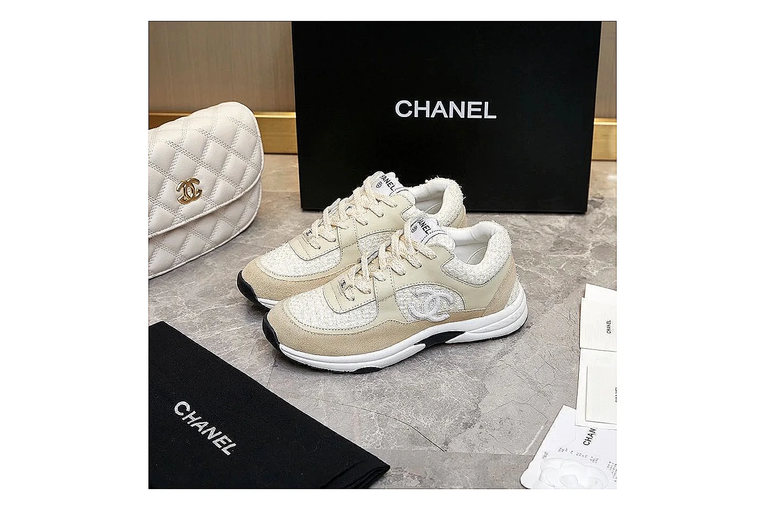 Kako Sheetbase record image for Chanel Gray Pink Runner Sneaker thumbnail 3