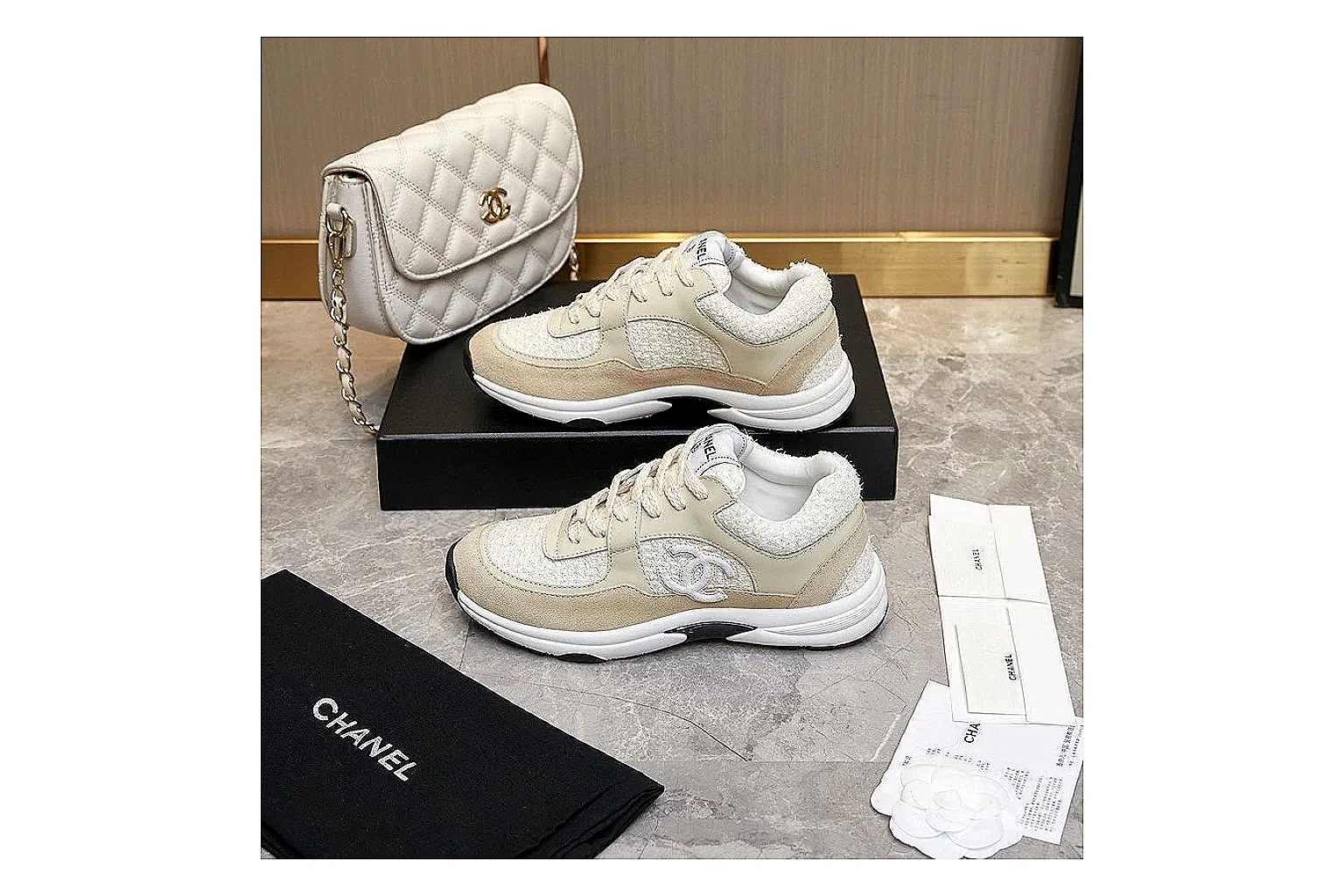Kako Sheetbase record image for Chanel Gray Pink Runner Sneaker