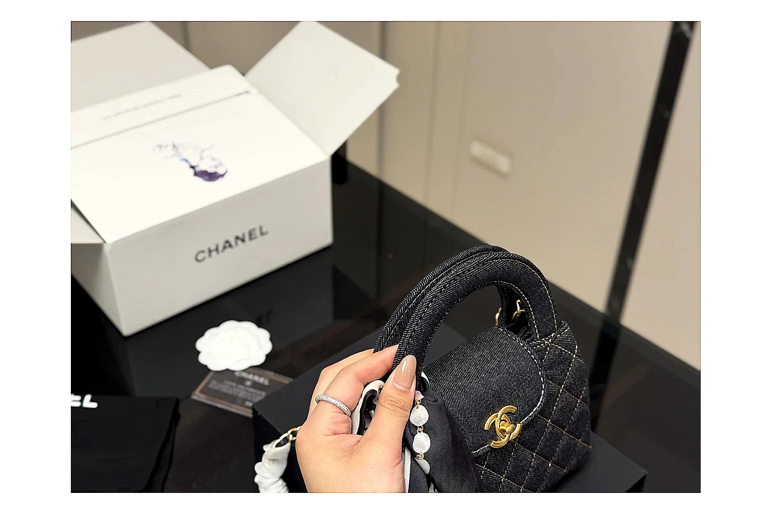Chanel Quilted Chain Bag Black spreadsheet record photo showing black quilted leather body, chain strap, flap profile, and polished luxury hardware thumbnail 2