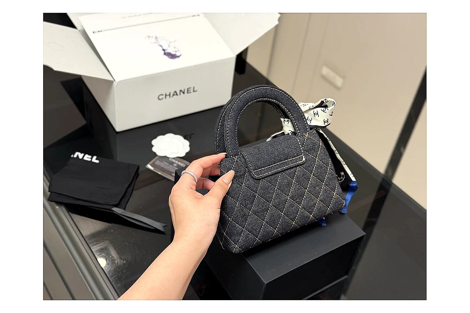 Chanel Quilted Chain Bag Black spreadsheet record photo showing black quilted leather body, chain strap, flap profile, and polished luxury hardware thumbnail 5