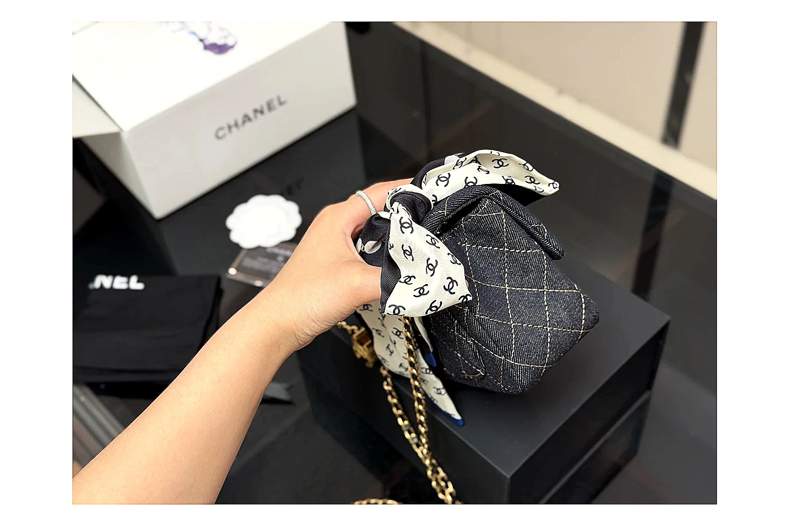 Chanel Quilted Chain Bag Black spreadsheet record photo showing black quilted leather body, chain shoulder strap, flap structure, and polished hardware thumbnail 3
