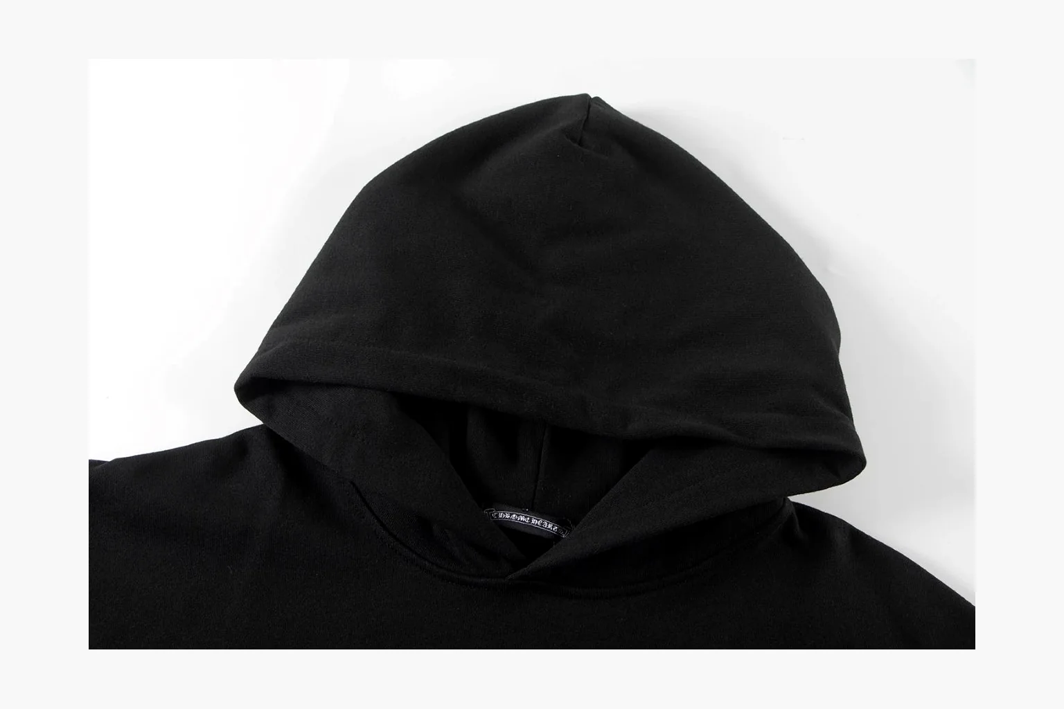 Chrome Hearts Rainbow Logo Hoodie Black spreadsheet record photo showing black cotton fleece pullover body, colorful back logo, hood detail, sleeve print, kangaroo pocket, and ribbed trim thumbnail 2