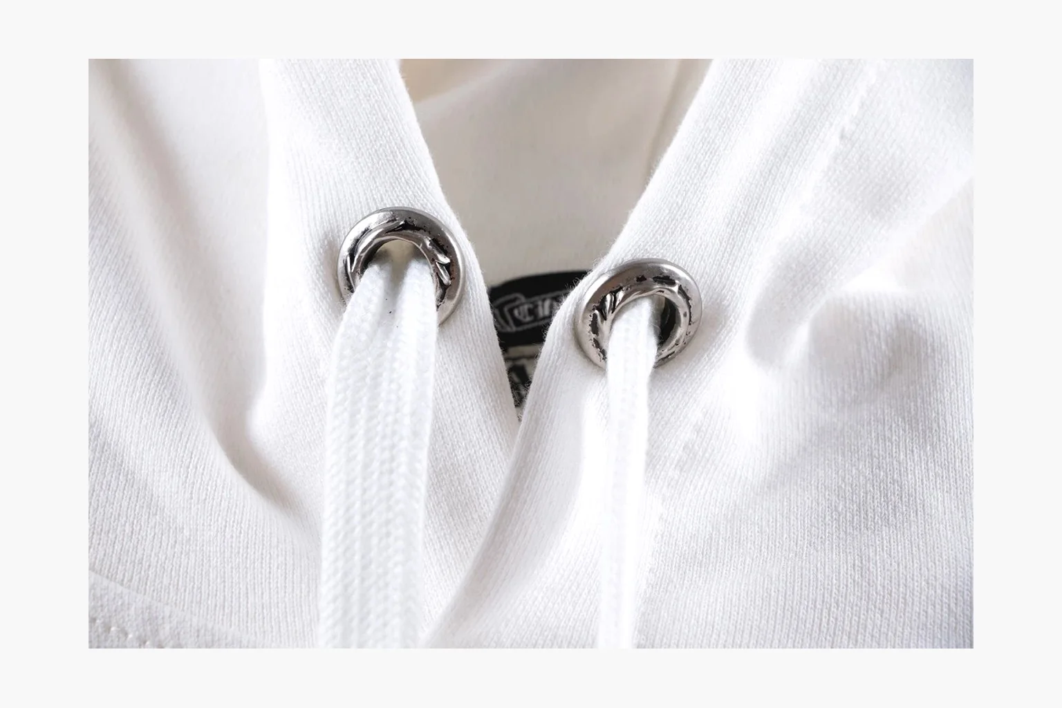 Chrome Hearts White Cross Zip Hoodie spreadsheet record photo showing white cotton fleece zip hoodie, cross back artwork, drawcord hood, sleeve print, front zipper, and ribbed trim thumbnail 3
