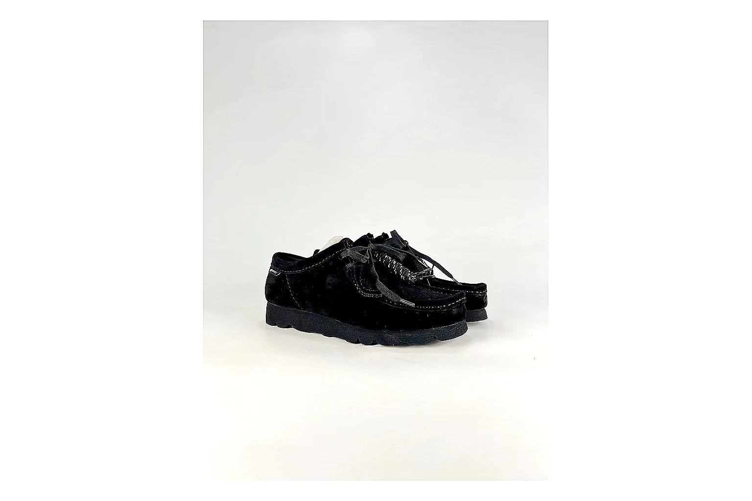Clarks Wallabee Black Sneakers spreadsheet record image with black suede Wallabee shoes with suede texture, side-profile shape, upper panel lines, and outsole detail thumbnail 6