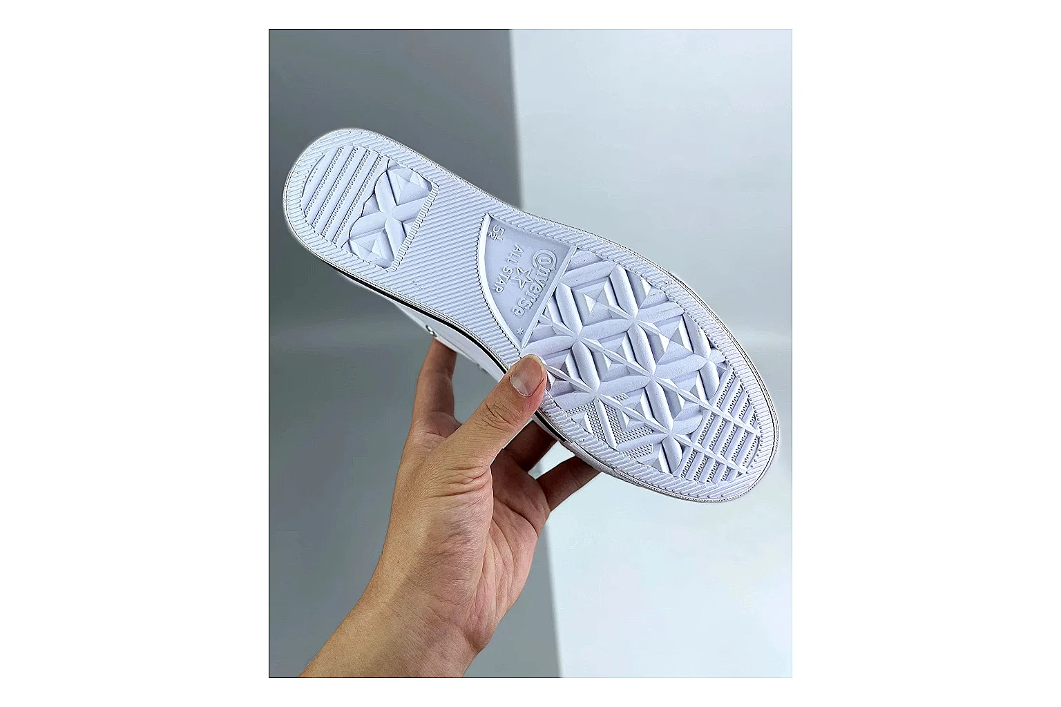 Converse All Star Lift White Platform Low Top spreadsheet record photo showing white smooth low-top upper, silver eyelets, black foxing stripes, and elevated platform rubber sole thumbnail 4