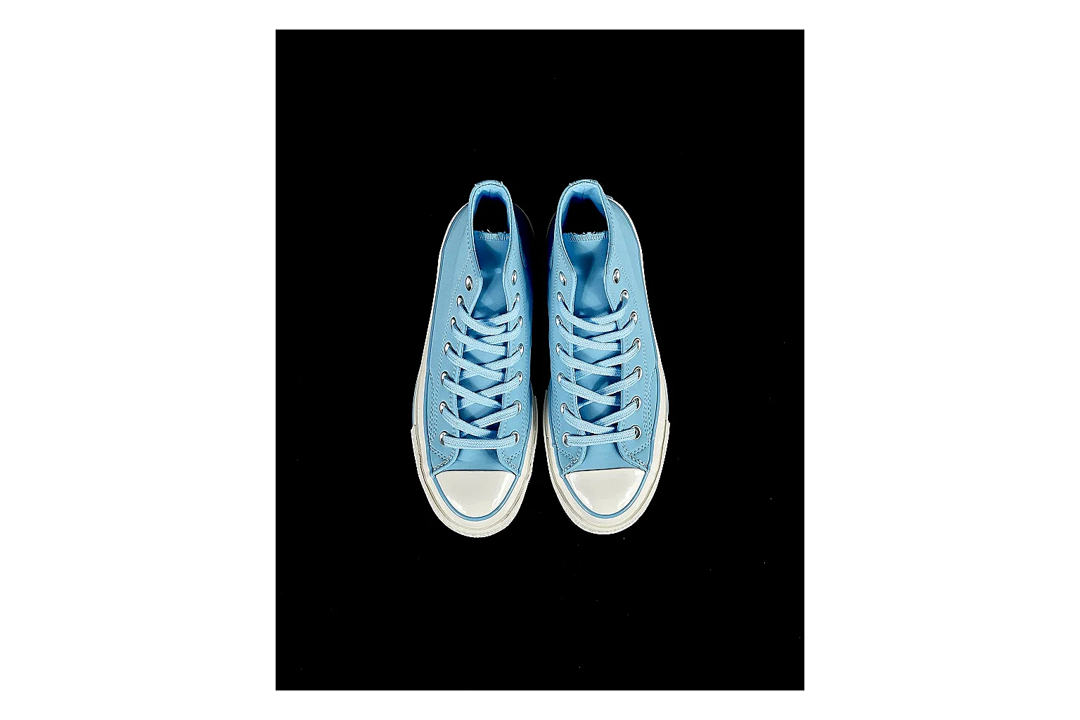 Converse Chuck 70 Light Blue High Top spreadsheet record photo showing light blue canvas upper, silver eyelets, off-white rubber toe cap, and vintage high-top sole thumbnail 2