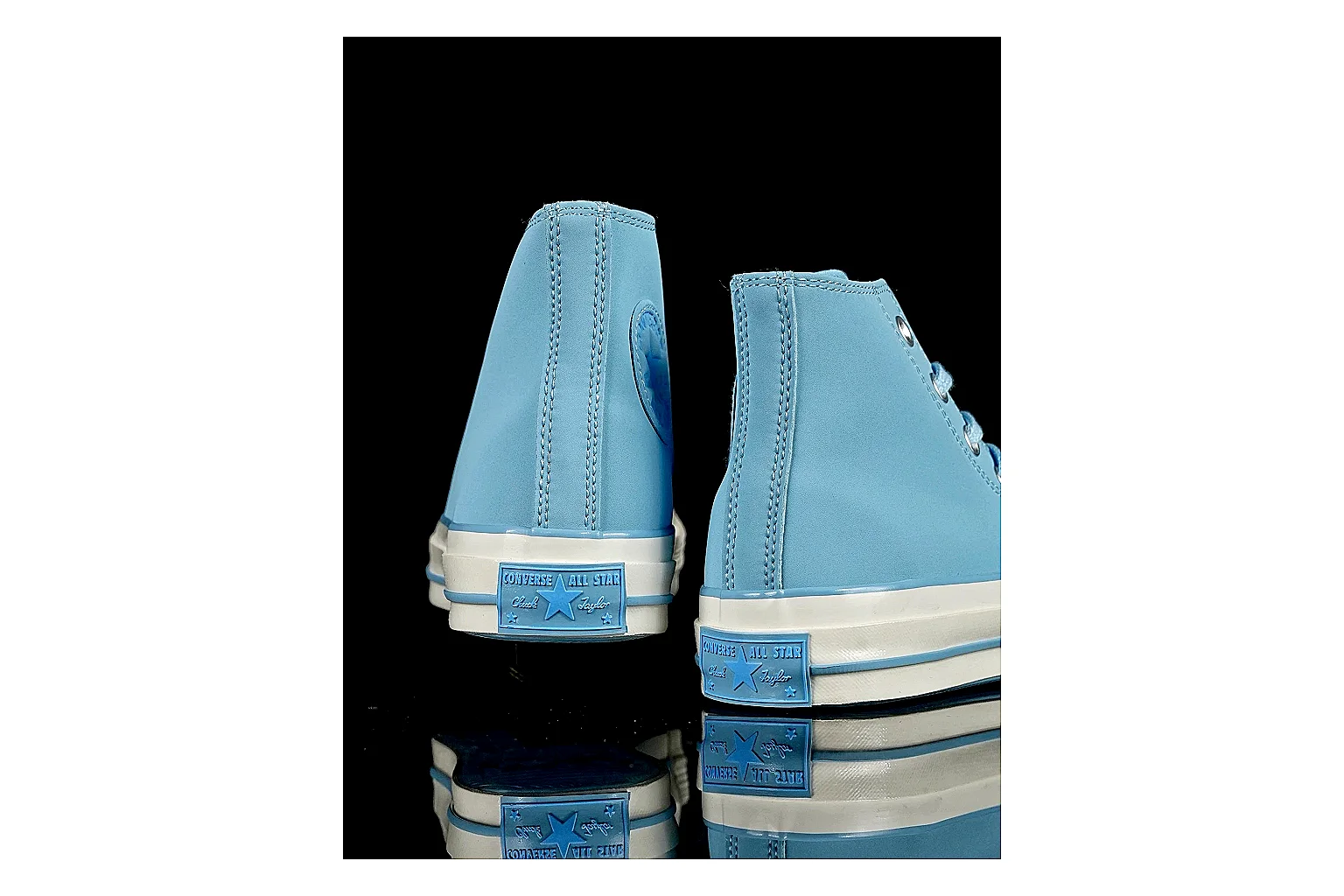 Converse Chuck 70 Light Blue High Top spreadsheet record photo showing light blue canvas upper, silver eyelets, off-white rubber toe cap, and vintage high-top sole thumbnail 3