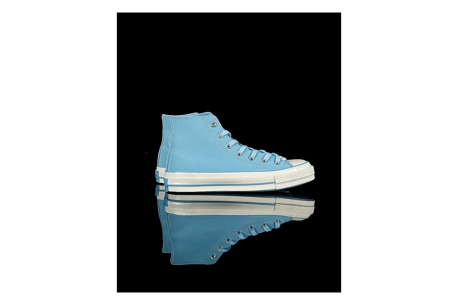 Converse Chuck 70 Light Blue High Top spreadsheet record photo showing light blue canvas upper, silver eyelets, off-white rubber toe cap, and vintage high-top sole thumbnail 6