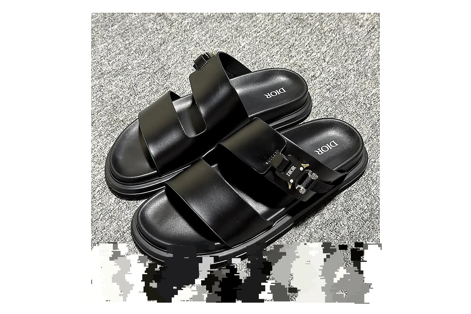 Dior Oblique Black Buckle Slide Sheetbase record image with black oblique buckle slide with mixed upper and slide shape