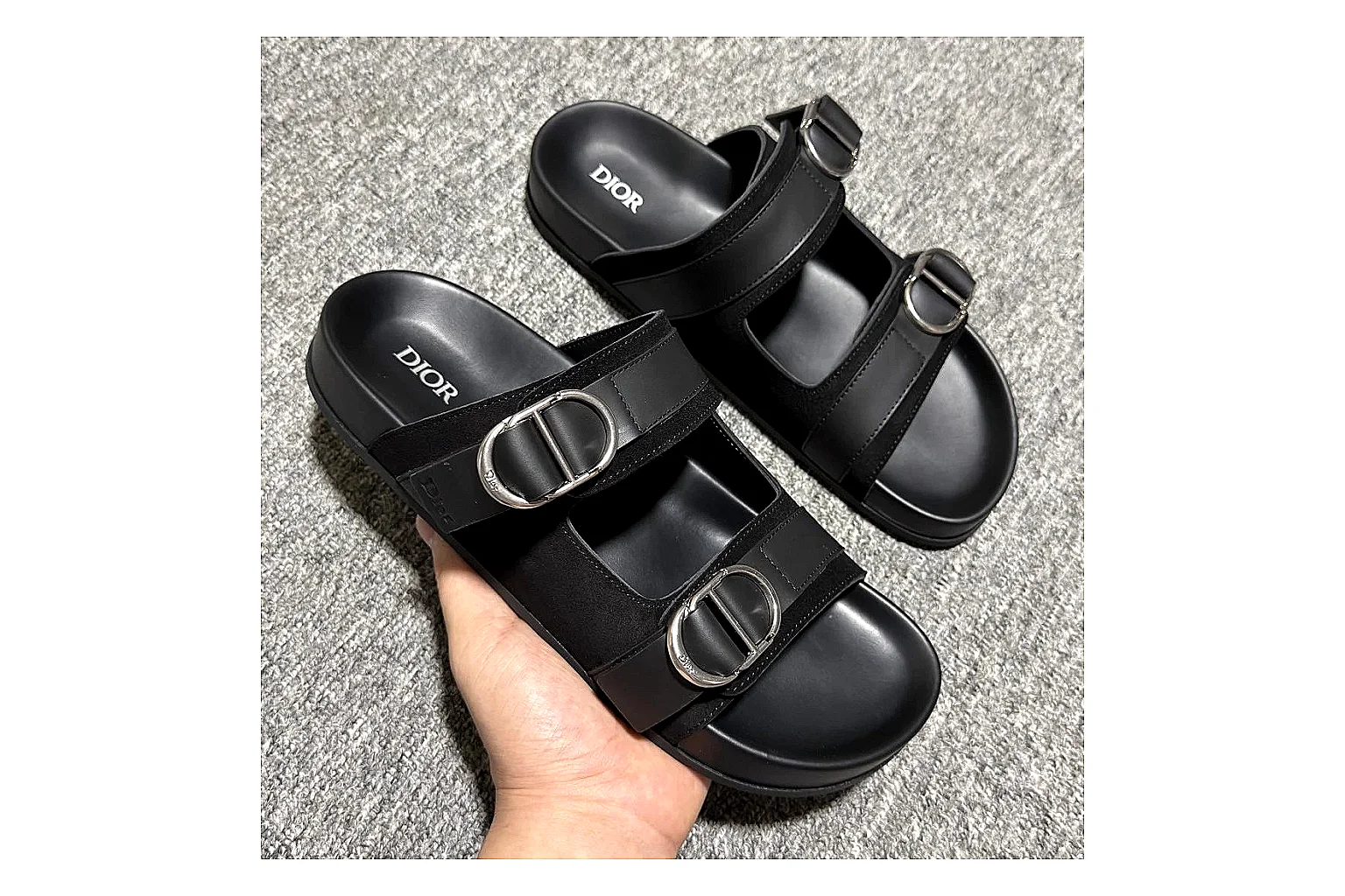 Dior Oblique Black Buckle Slide Sheetbase record image with black oblique buckle slide with mixed upper and slide shape thumbnail 5