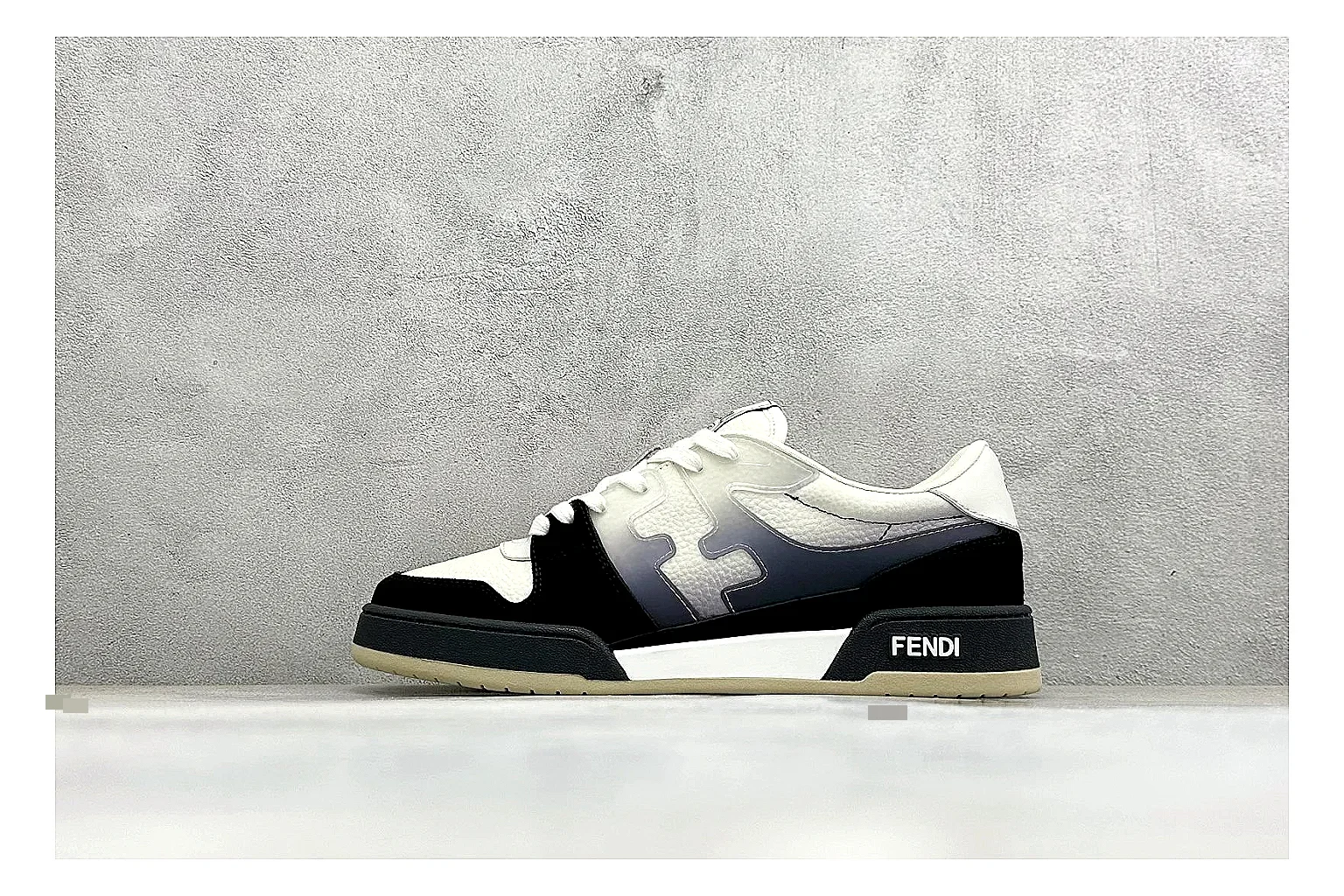 Fendi Match Black White spreadsheet record photo showing black and white low-top upper, chunky sole, clean panel blocking, and casual designer profile