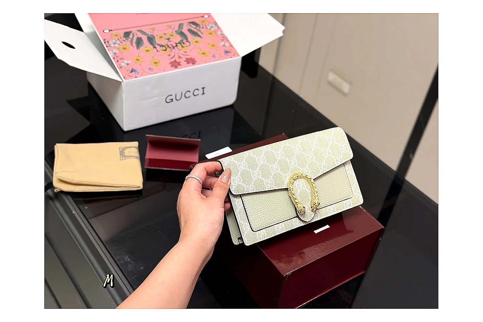 Gucci Wallet Set Beige Multi spreadsheet record photo showing beige coated-canvas wallet pieces, multi accessory layout, compact luxury shape, and neat hardware details thumbnail 5