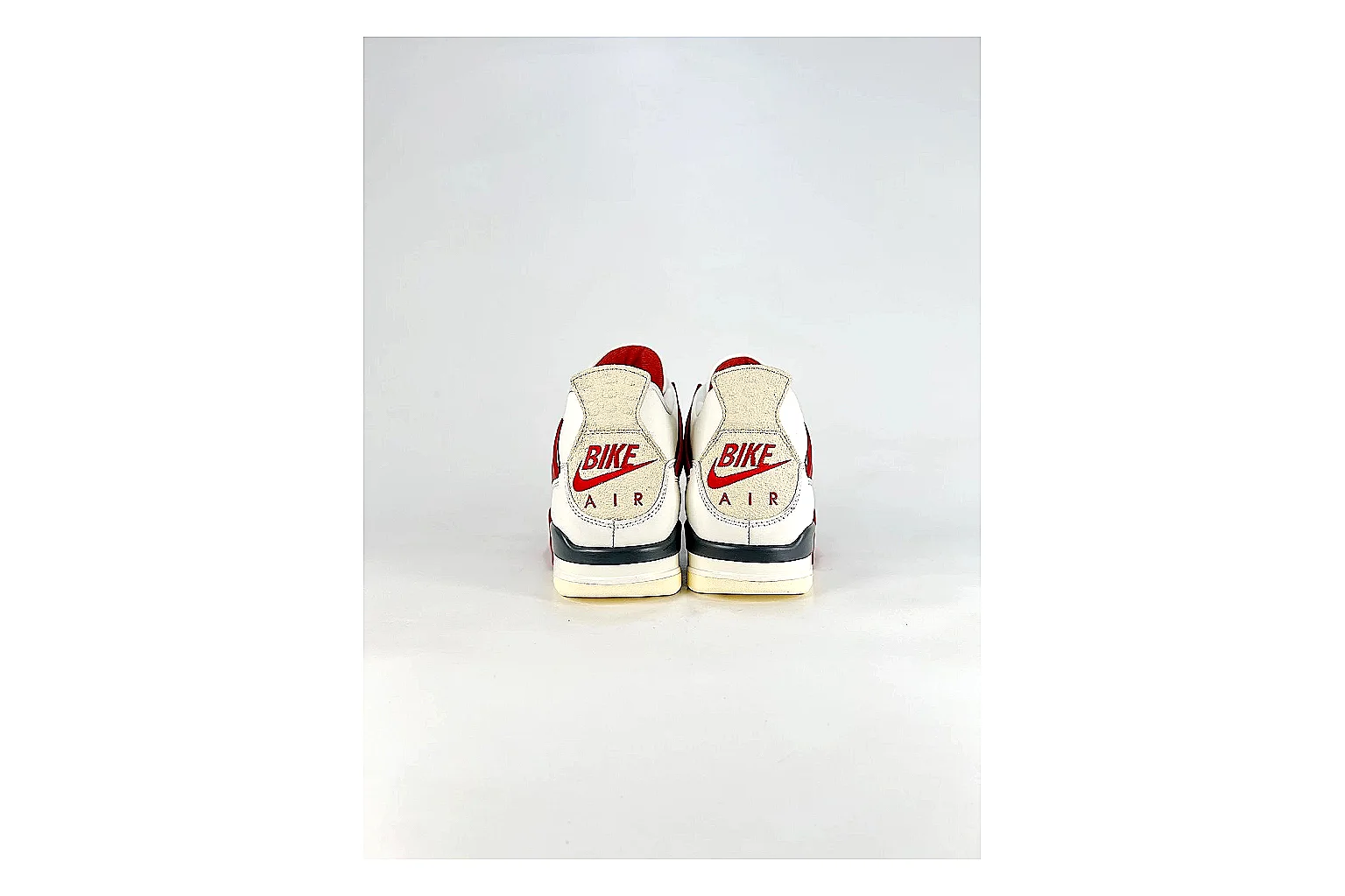 Jordan Air Jordan 4 White Red Sneakers spreadsheet record image with white red retro basketball sneakers with leather texture, side-profile shape, upper panel lines, and outsole detail thumbnail 3