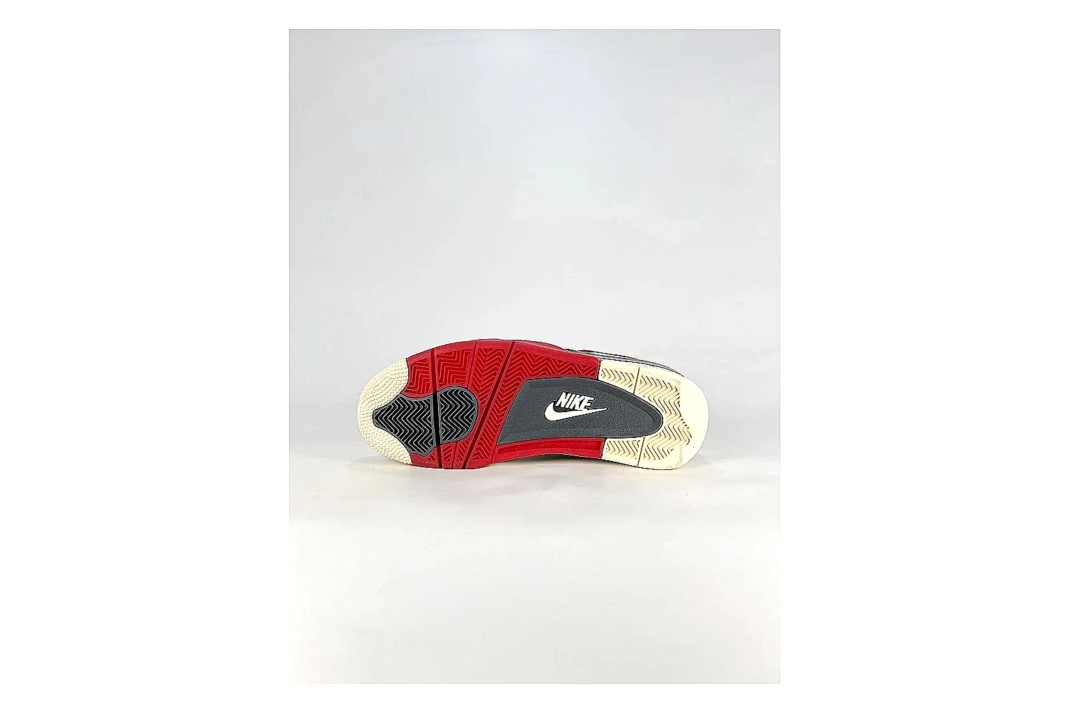 Jordan Air Jordan 4 White Red Sneakers spreadsheet record image with white red retro basketball sneakers with leather texture, side-profile shape, upper panel lines, and outsole detail thumbnail 4