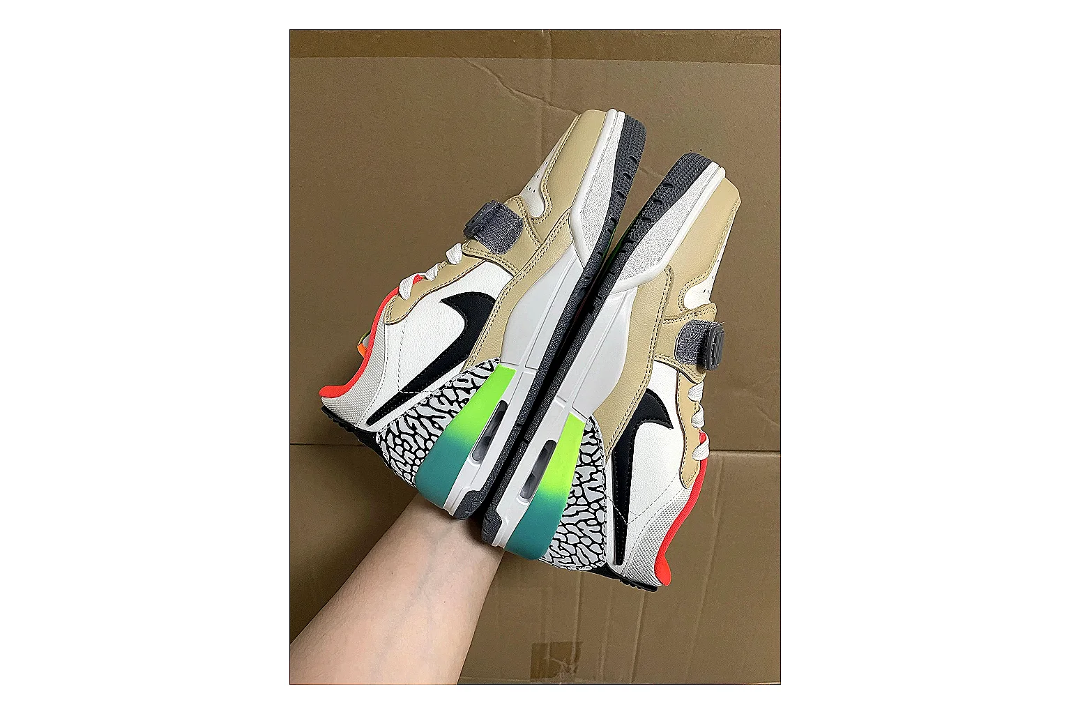 Jordan Air Jordan White Green Red spreadsheet record photo showing white leather court upper, green and red accents, low basketball-retro shape, and classic sole thumbnail 3
