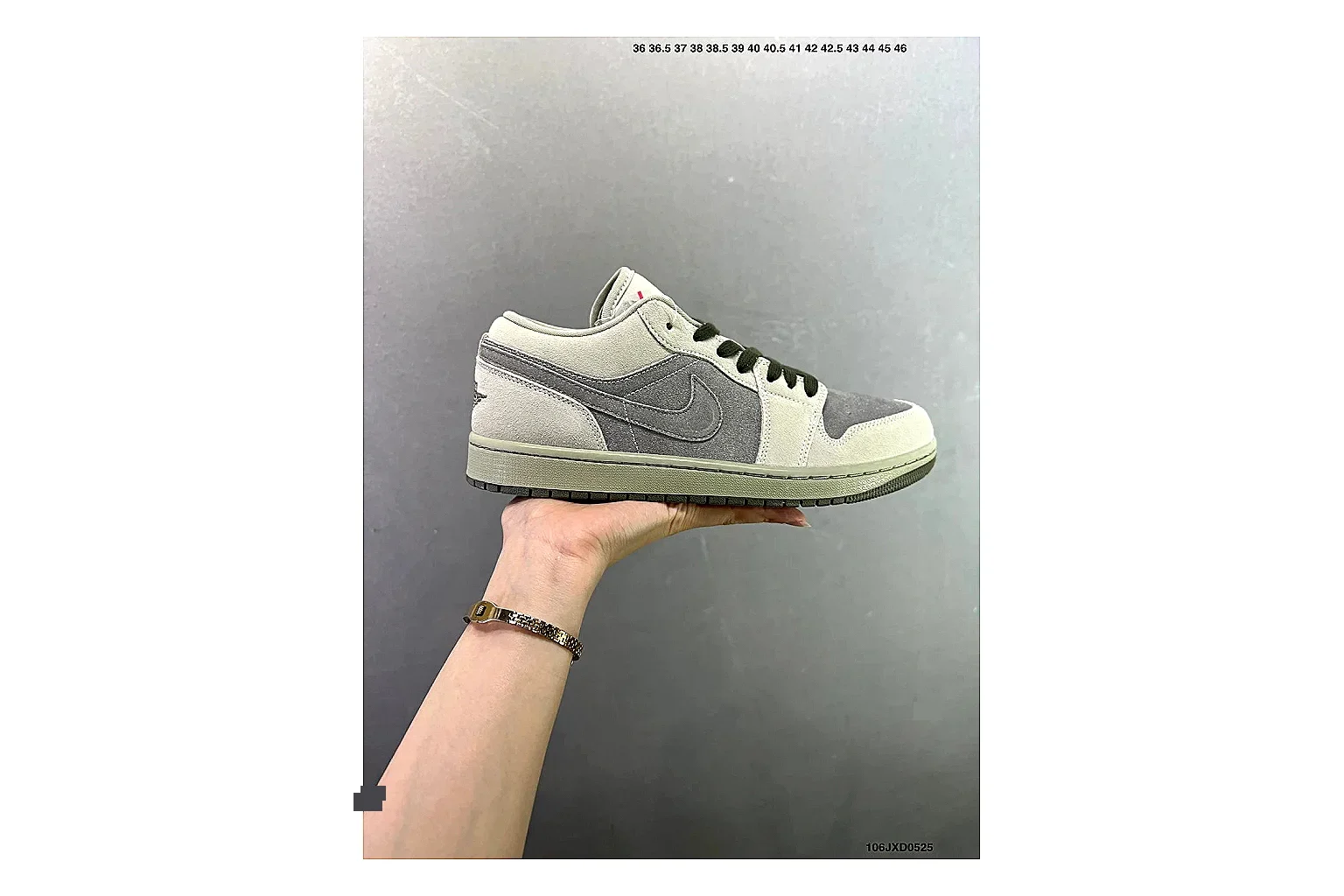 Jordan Air Jordan 1 Low Neutral Grey Sheetbase record image with white leather upper, grey Swoosh, low-cut profile and light outsole for clean streetwear style
