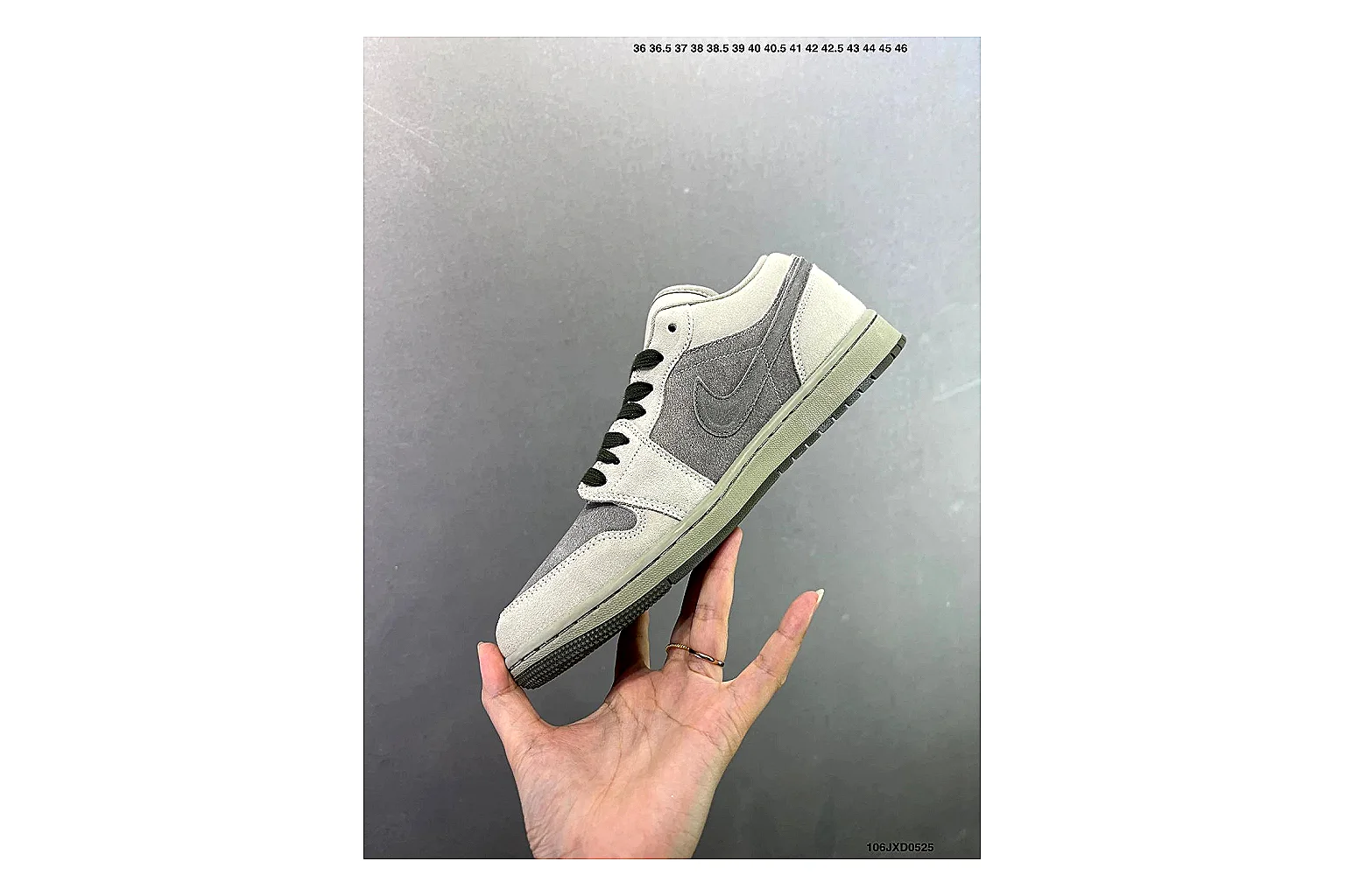 Jordan Air Jordan 1 Low Neutral Grey Sheetbase record image with white leather upper, grey Swoosh, low-cut profile and light outsole for clean streetwear style thumbnail 2