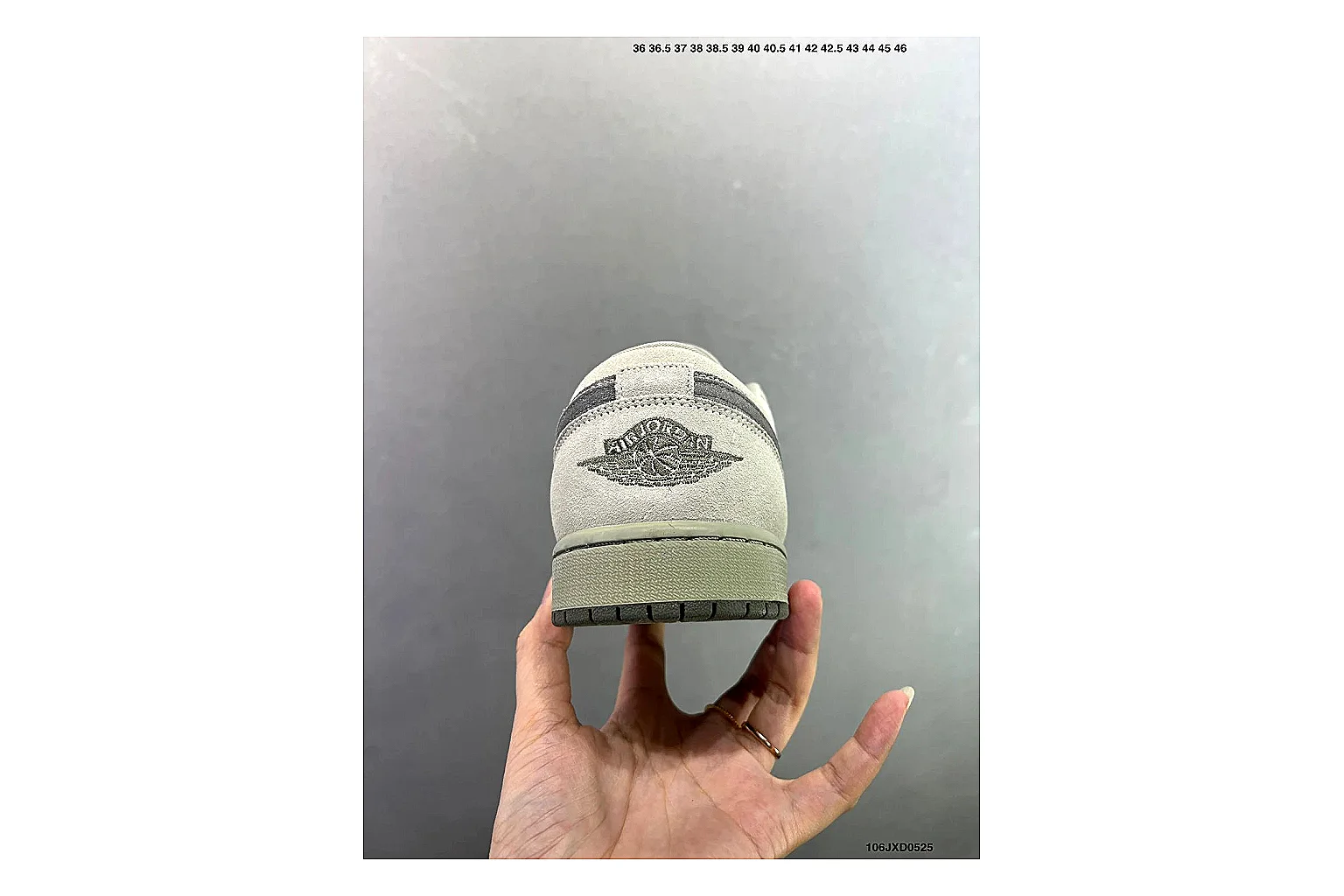 Jordan Air Jordan 1 Low Neutral Grey Sheetbase record image with white leather upper, grey Swoosh, low-cut profile and light outsole for clean streetwear style thumbnail 3