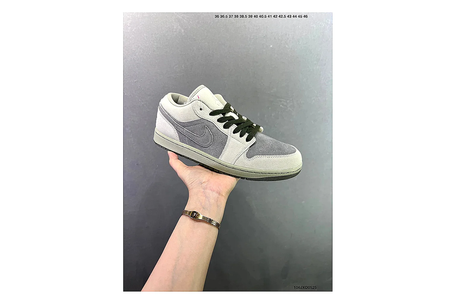 Jordan Air Jordan 1 Low Neutral Grey Sheetbase record image with white leather upper, grey Swoosh, low-cut profile and light outsole for clean streetwear style thumbnail 6