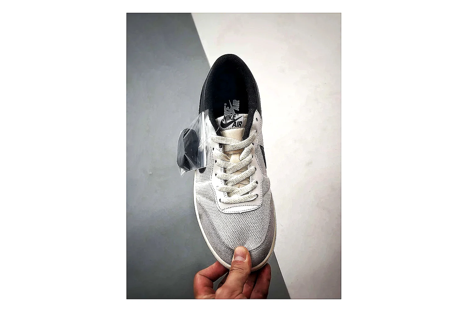 Jordan Low Black White Sneaker Sheetbase record image with white black low-top sneaker with mixed-material upper and low-profile shape thumbnail 2