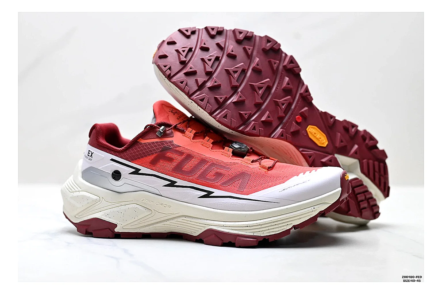 Kailas Fuga Coral White Sneakers spreadsheet record image with coral white outdoor running shoes with mesh texture, side-profile shape, upper panel lines, and outsole detail thumbnail 5