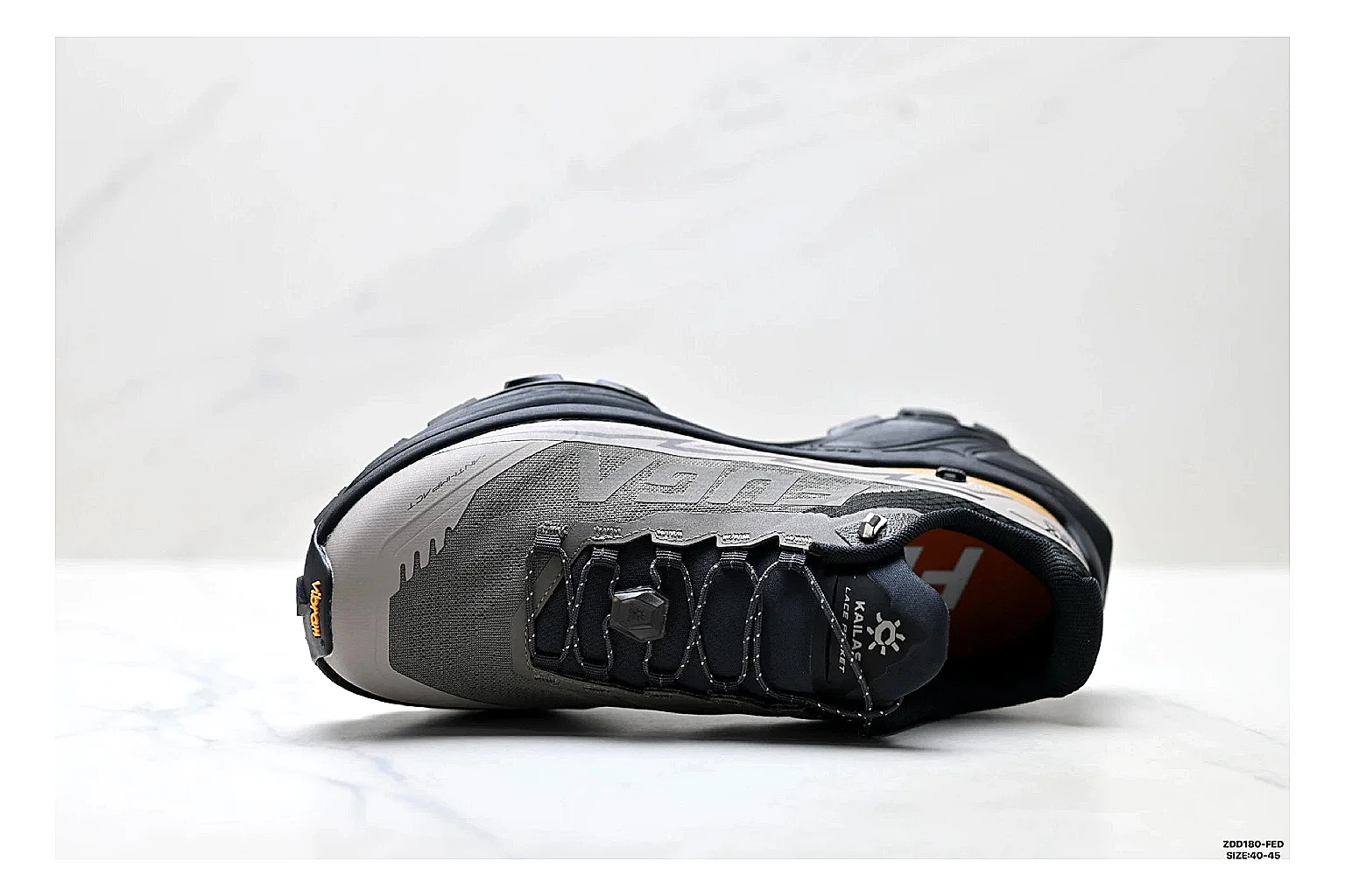 Kailas Fuga Gray Gold Sneakers spreadsheet record image with gray gold outdoor running shoes with mesh texture, side-profile shape, upper panel lines, and outsole detail thumbnail 2