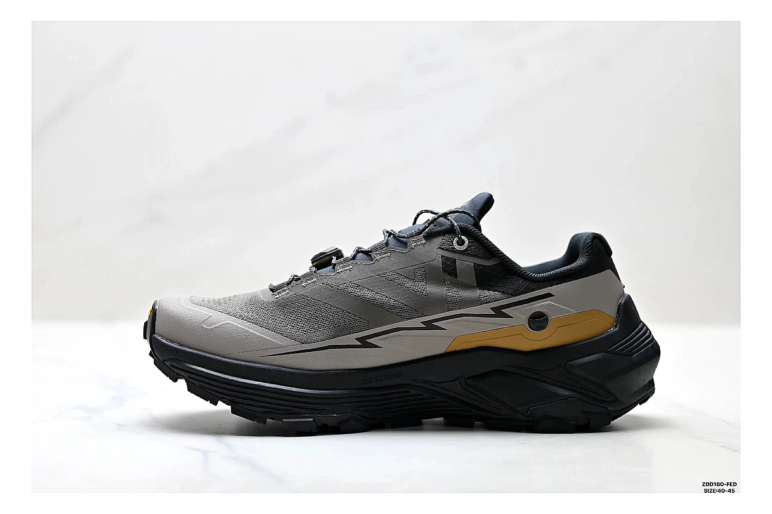 Kailas Fuga Gray Gold Sneakers spreadsheet record image with gray gold outdoor running shoes with mesh texture, side-profile shape, upper panel lines, and outsole detail thumbnail 6