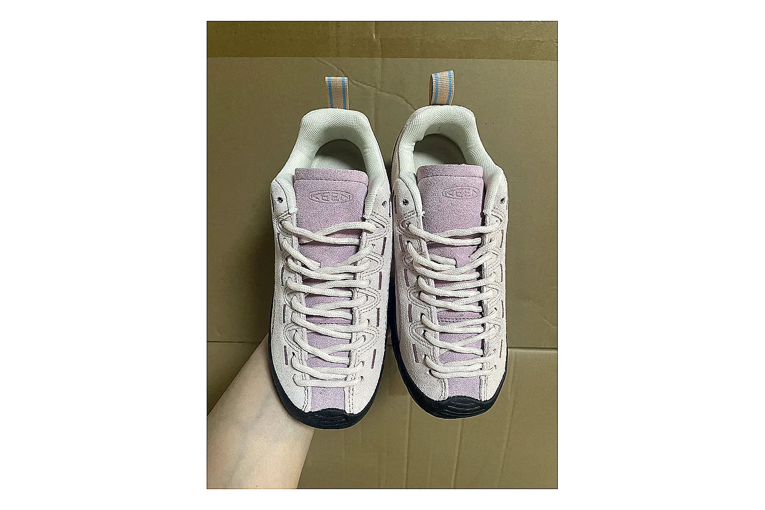 KEEN Jasper Runner White Purple spreadsheet record photo showing white mesh-suede runner upper, purple accents, outdoor-runner shape, and trail-casual sole thumbnail 6