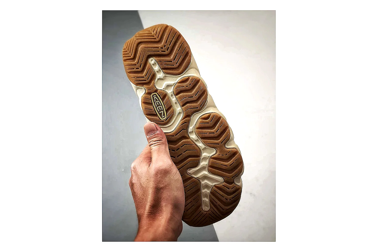 KEEN Jasper Sandal Beige Taupe spreadsheet record photo showing beige taupe suede-mesh upper, outdoor sandal shape, protective toe area, and trail-casual sole thumbnail 5