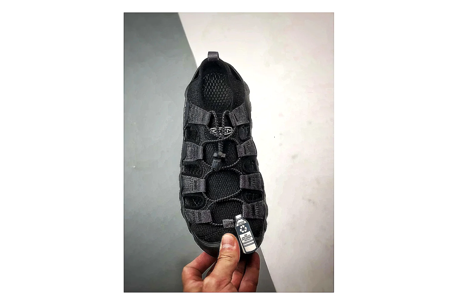 KEEN Jasper Sandal Black spreadsheet record photo showing black suede-mesh upper, outdoor sandal shape, protective toe area, and trail-casual sole thumbnail 6