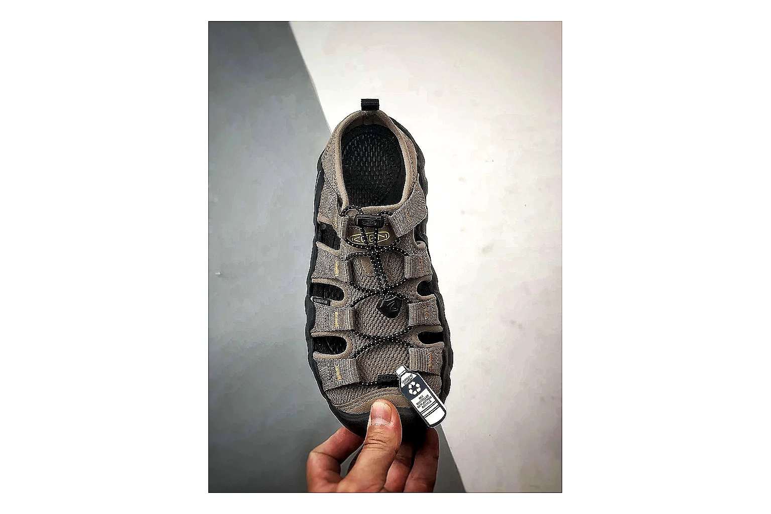 KEEN Jasper Sandal Black Brown spreadsheet record photo showing black brown suede-mesh upper, outdoor sandal shape, protective toe area, and rugged trail sole thumbnail 6