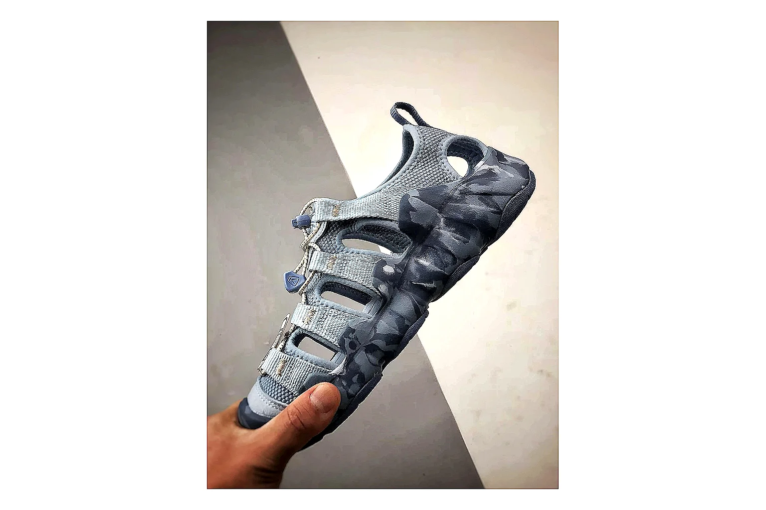 KEEN Jasper Sandal Blue Gray spreadsheet record photo showing blue gray suede-mesh upper, outdoor sandal silhouette, protective toe area, and trail-casual sole thumbnail 3